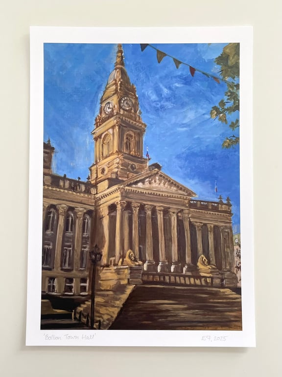 Bolton Town Hall art print A5 (A4 size also available)