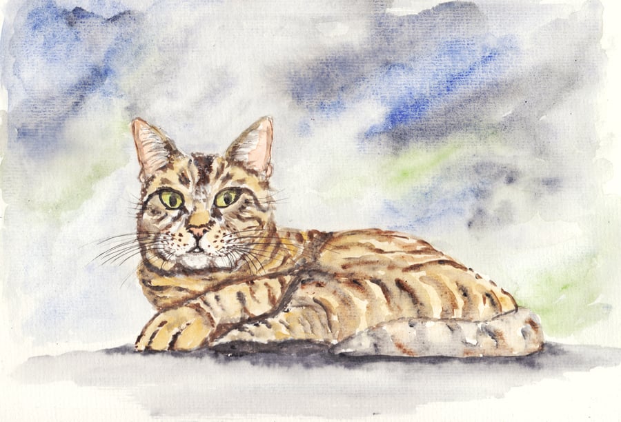 Cute Cat Original Painting 