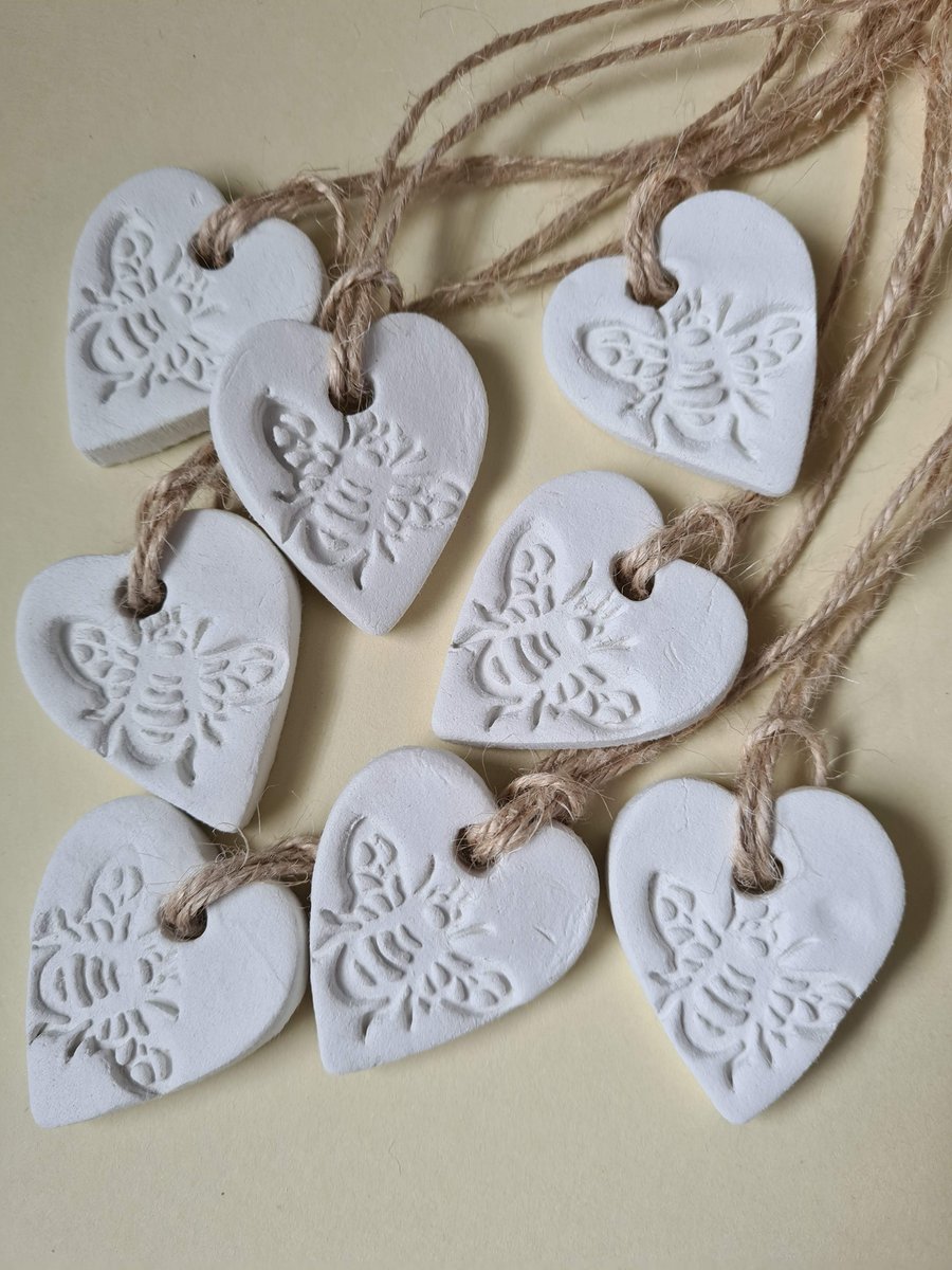 8 bee theme clay gift tags party favours place holders wedding favours handmade
