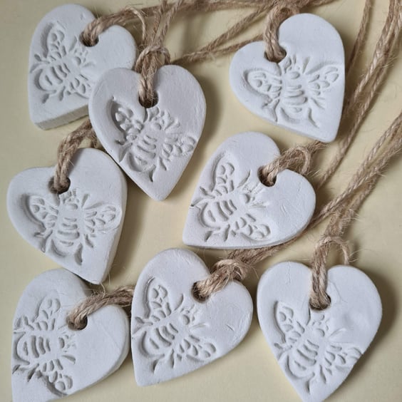 8 bee theme clay gift tags party favours place holders wedding favours handmade
