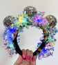 Light Up Disco Ball Headband Iridescent Festival Crown Rave Party Headpiece 