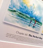 Original hand painted watercolour print of children playing on a cornwall beach - Image 4