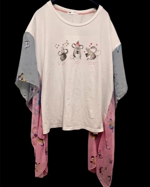 Upcycled Boho Mouse Print Top, One Size , Butterfly & Thistle , Eco-Friendly