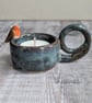 Seconds- Ceramic tealight holder with mini robin