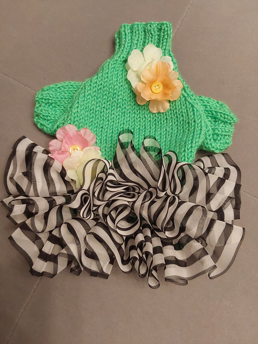 XXSmall dog puppy sweater jumper coat 8”L 10”G hand knit (raglan sleeved)