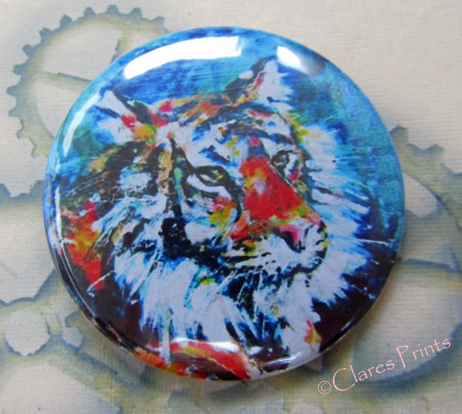 Tiger Art Badge 58mm Button Animal Badges Cats 