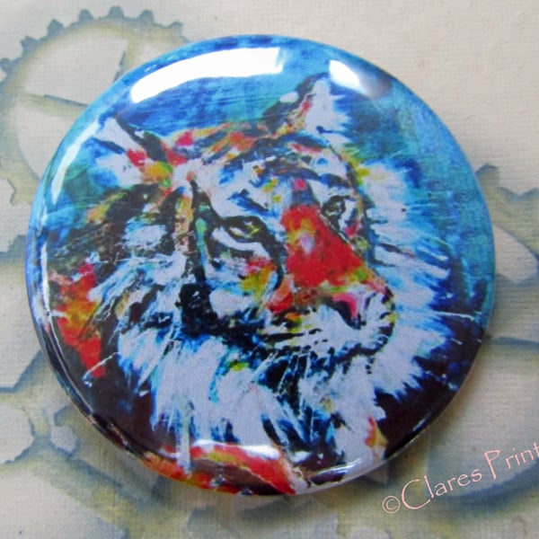 Tiger Art Badge 58mm Button Animal Badges Cats 