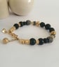 Black, gray & gold rhinestone beaded bracelet - Image 2