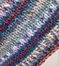 Handknit Beanie Hat 100% MERINO Stripey jacquard in purples, pastels & red Med - Image 6