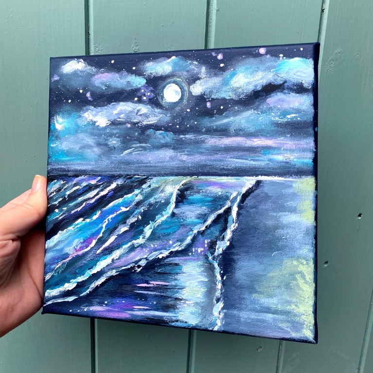 Sea At Night Acrylic Painting 