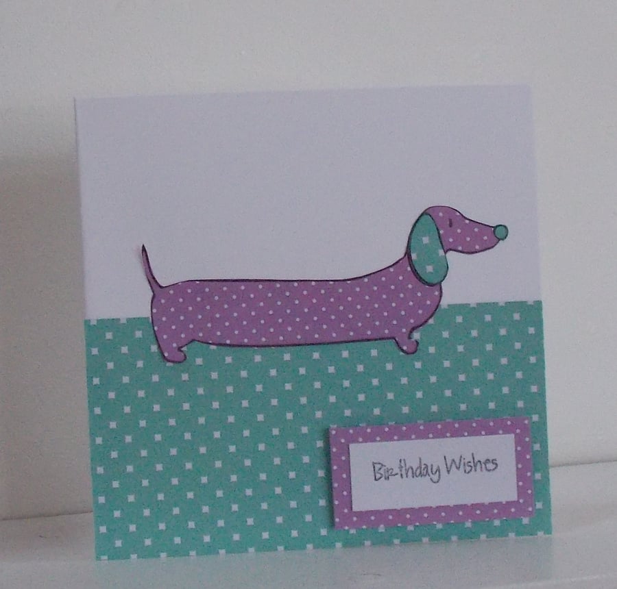 Dotty Daschund Sausage Dog Birthday Card