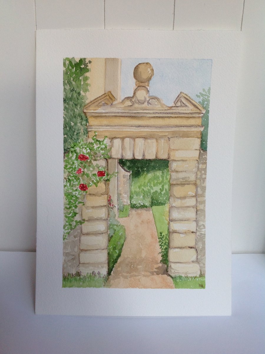 'Through the Archway' original watercolour painting
