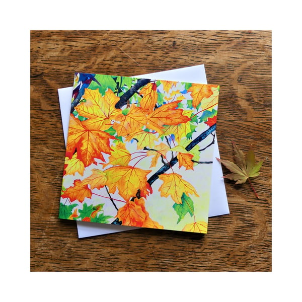 Autumn Leaves Greeting Card from Original Oil Painting