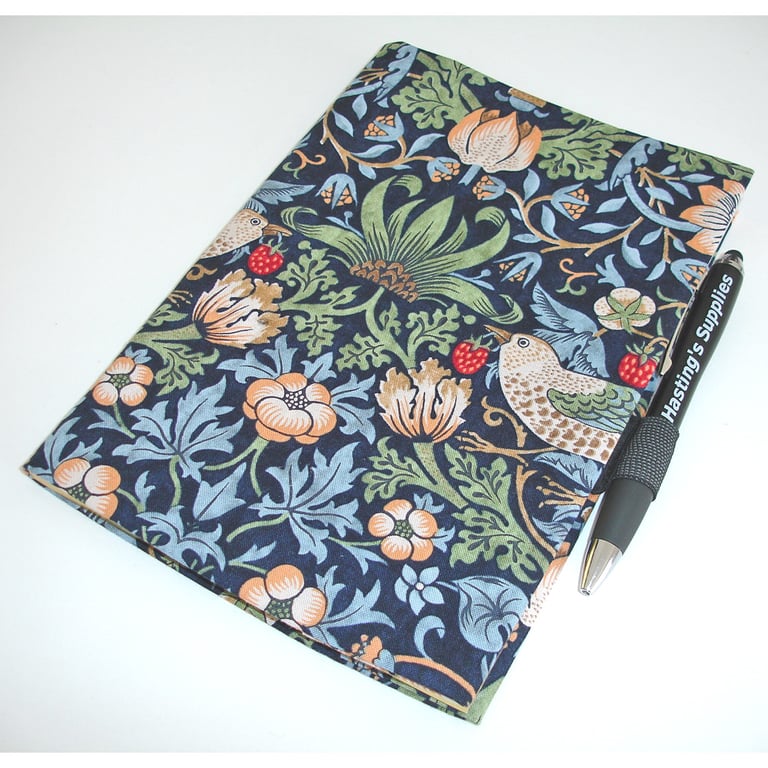 Book Cover A5 Notebook With Pen Holder William Morris The Strawberry Thief Birds