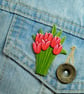 Tulip Gift, Handmade Tulips Brooch Pin, Red Tulip Bouquet, Painted Flowers Badge - Image 3