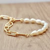 Freshwater Pearl and Gold Plated Chain Bracelet