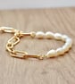 Freshwater Pearl and Gold Plated Chain Bracelet