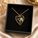 Handmade Pressed Flower Heart Resin Necklace Botanical Gift for Her