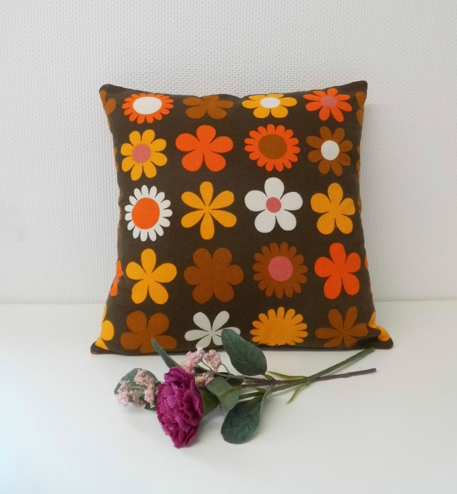 Vintage fabric complete cushion, lined and zipped.