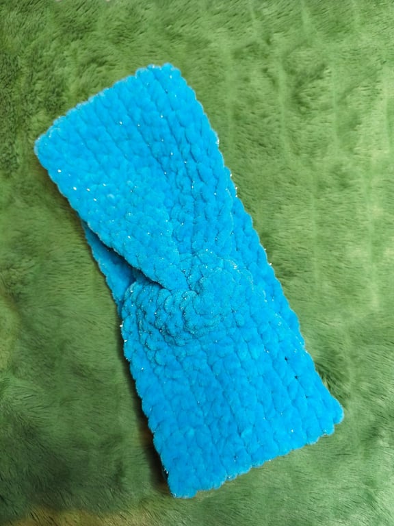 Blue Glitter Headband Ear Warmer
