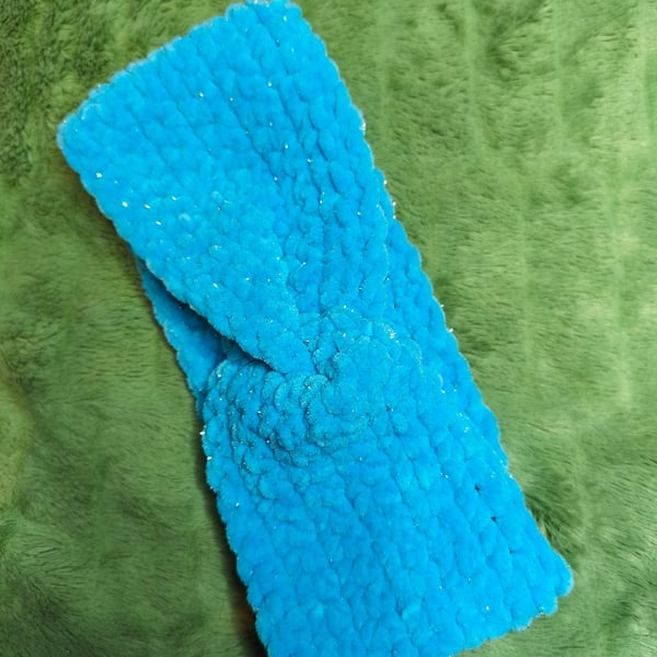 Blue Glitter Headband Ear Warmer