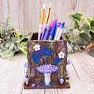 Purple Mushroom Pen Holder - Pencil Pot for Fantasy Lovers 