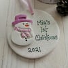 Ceramic Snowman Circle - 1st Christmas