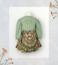 Elephant Print and Plain Dress with Elastic Waist and Puff Sleeves. 4-5yrs. G27 - Image 3