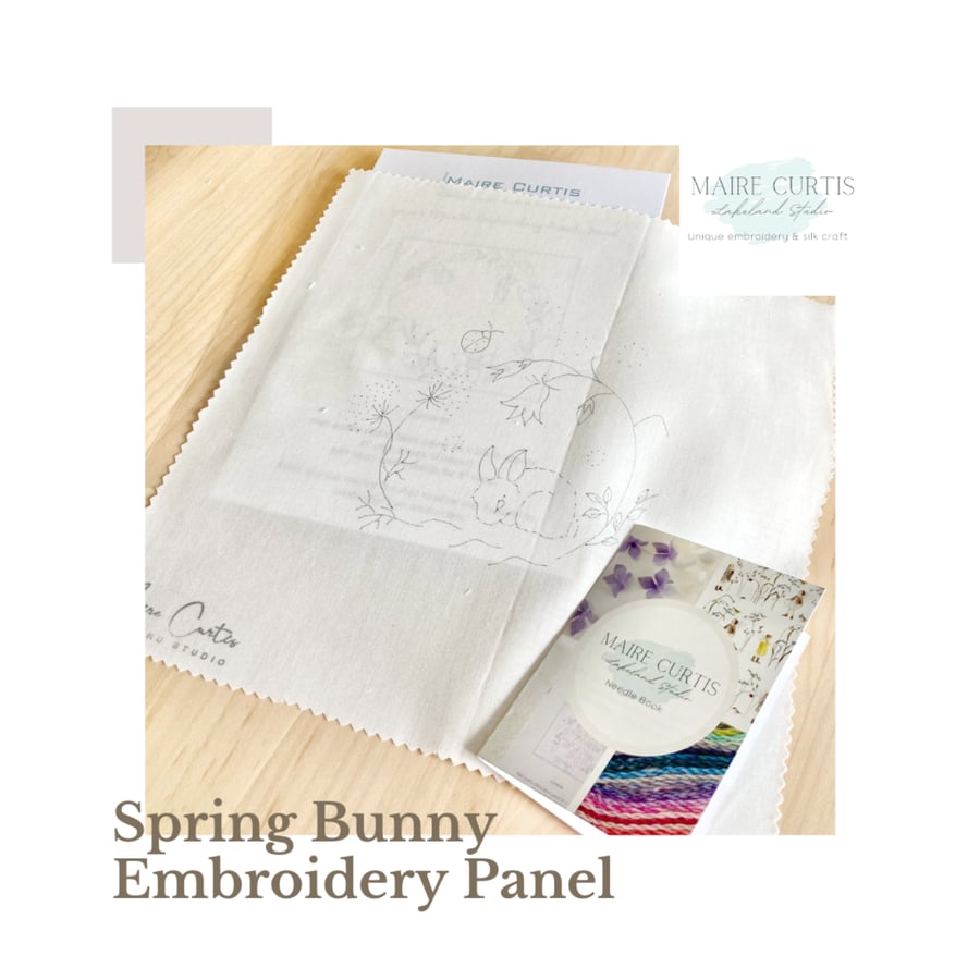 Spring Bunny Embroidery Panel