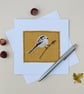 Long-tailed Tit Sewn Textile Greeting Card