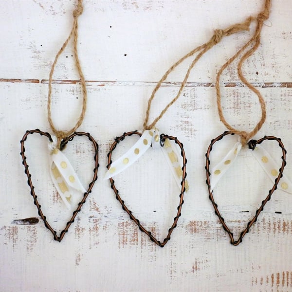 Wire art, hanging love hearts, hanging heart decoraton, home decor, christmas