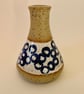 BLUE AND WHITE STONEWARE CERAMIC BUD VASE - Image 4