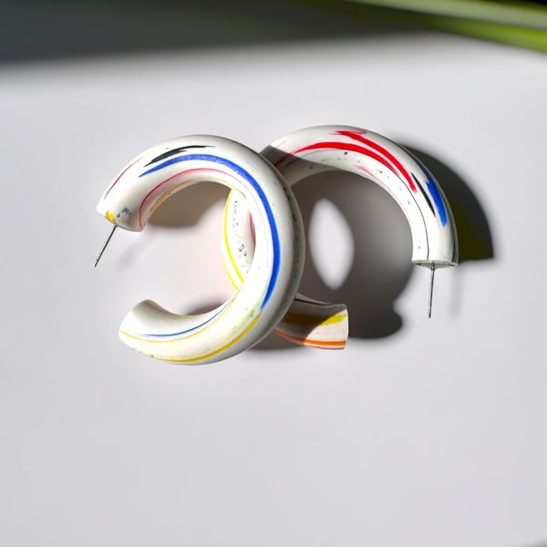 Chunky Hoops - Polymer Clay Earrings