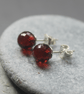 Garnet & Sterling Silver Stud Earrings