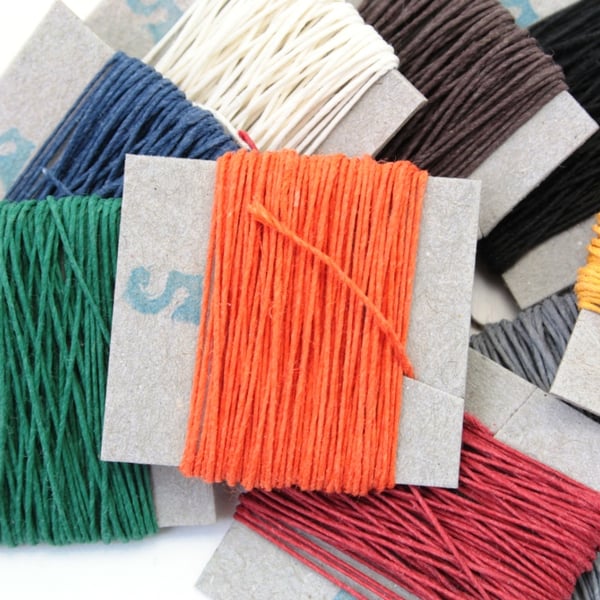 10m English Linen Thread, 3-ply, non-waxed, Coloured Bookbinding thread