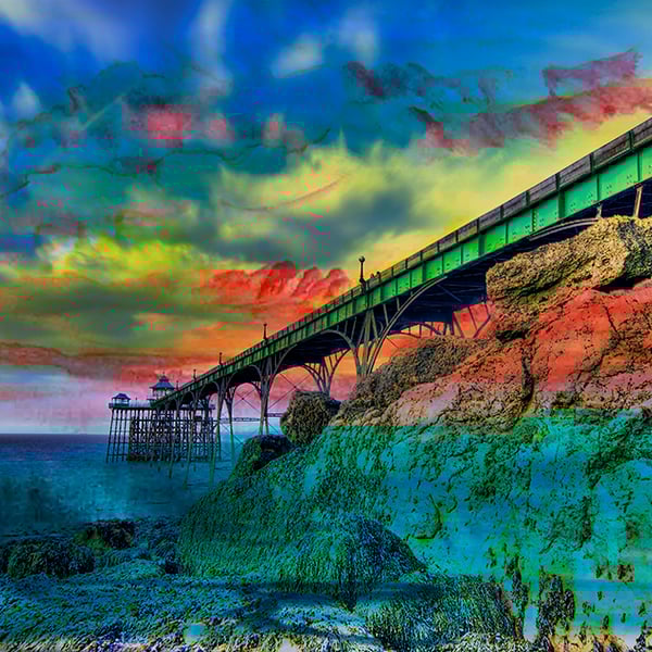 Colourful Clevedon Pier abstract