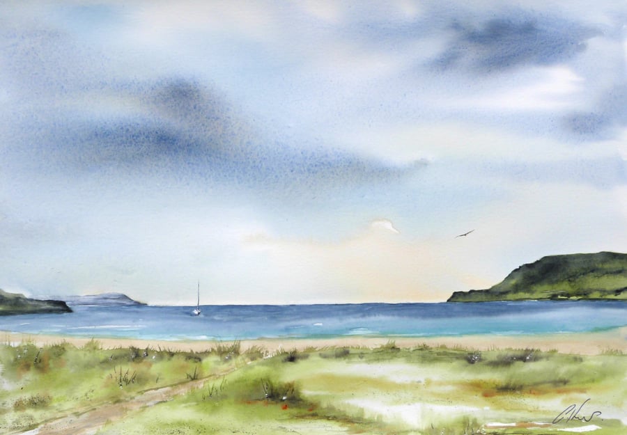 Calgary Bay. Original Watercolour Painting. Folksy