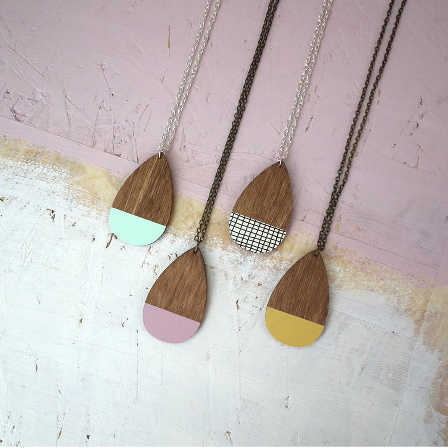 Wooden Teardrop Necklace