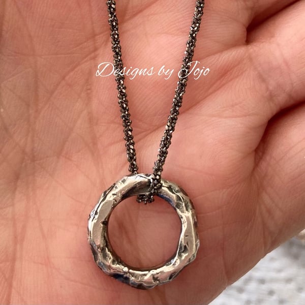 Meteor Collection Oxidised Sterling Silver Necklace
