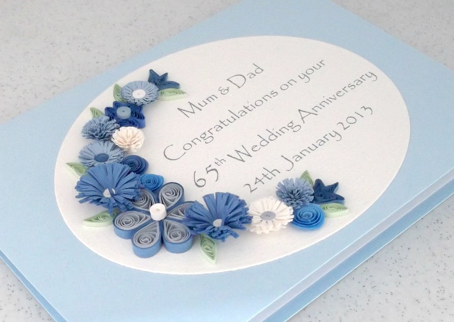 Sapphire 65th wedding anniversary card