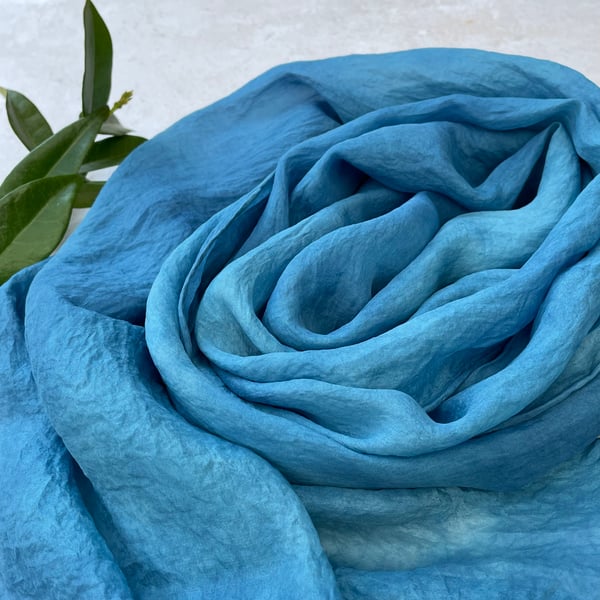 Deep Dive Indigo Blue Naturally Dyed Pure Silk Scarf