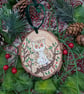 Owl hand-painted Christmas log slice decoration  - Image 8