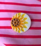 Handmade Ceramic Sunflower brooch, Hand Made Pottery Badge - Image 2