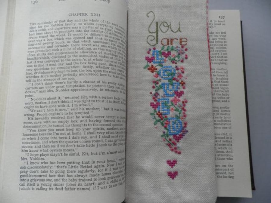Cross Stitched Bookmark - You are Loved