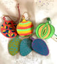6 hand painted Christmas tree decorations