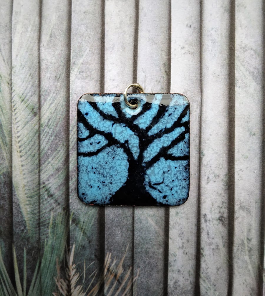 "Bare Branches" pendant in enamelled copper 208 