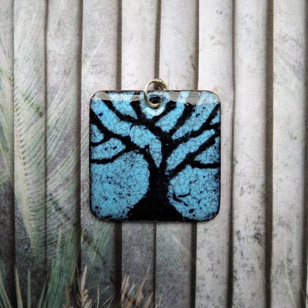 "Bare Branches" pendant in enamelled copper 208 
