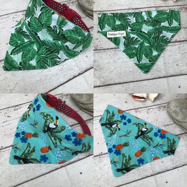 Small Dog Bandana Scarf Tropical Theme Reversible 