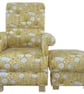 Ochre Floral Chair & Footstool Adult Armchair Fryetts Bergen Saffron Mustard  - Image 1