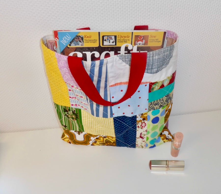 CLEARANCE Patchwork small tote bag short handles